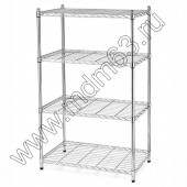 Стеллаж сетчатый "Стайл". 4 полки. 1800*350*900мм. Цвет: Хром